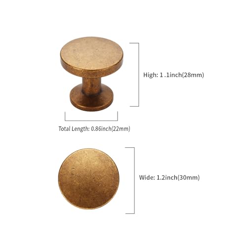 Asidrama 10 Pack Antique Brass Kitchen Cabinet Knobs Dresser Knobs Vintage Retro Drawer Knobs Cabinet Hardware Zinc Knobs for Dresser Drawers by Asidrama - Image 3