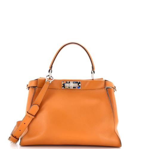 Fendi, Pre-Loved Peekaboo Bag Leather with Plexiglass Detail Regular, Orange
