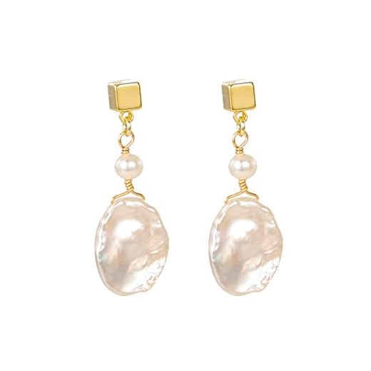 Baroque Freshwater Pearls Dangling Stud Earrings, Gold Plated Statement Handmade Dangle Drop Earrings Gift for Her