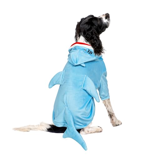 NACOCO Halloween Shark Dog Costume - Pet Christmas New Year Hoodie Warm Party Coat Outfit for Small and Medium Cat Dog Clothes(Blue Shark,L) - image 4