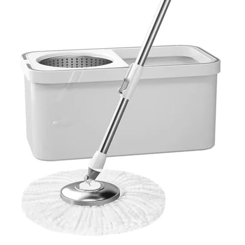 DECORN Juego de fregona y Cubo con escurridor - 5 Cabezales de Microfibra adicionales para Limpieza de Pisos - Diseño Resistente para Herramientas de Limpieza del hogar