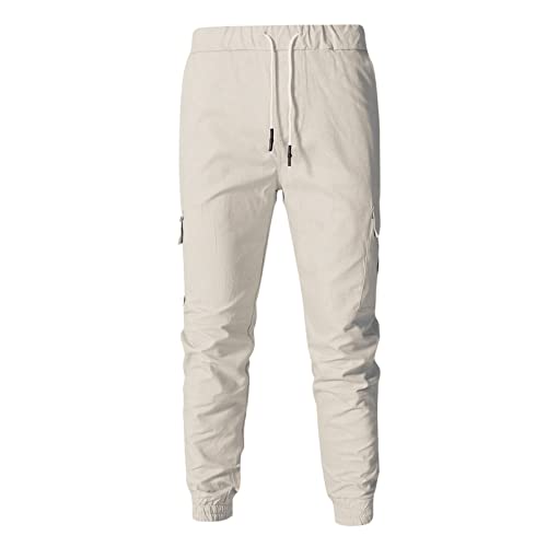 Cargo Pants For Men Bootcut With Zipper Pockets Athletic Pants Workout Athletic Jeans Workout Track Big And Tall Stretch Pants Men Spring Summer Cloth Easter Loose Fit Jeans For Men White 3Xl #TOP3