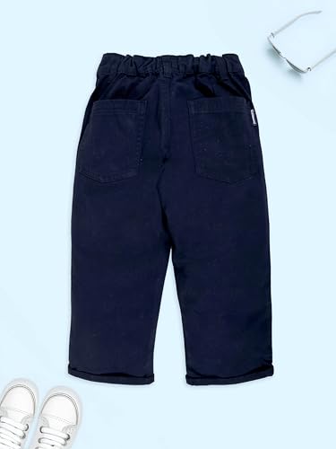 Image of KiddoPanti Boys 100% Cotton Twill Chinos Pant | Comfortable Regular Fit | 2 Side Pocket, 2 Back Pocket | Ankle Length | Back Elasticated Waistband with Button Zip Open Fly