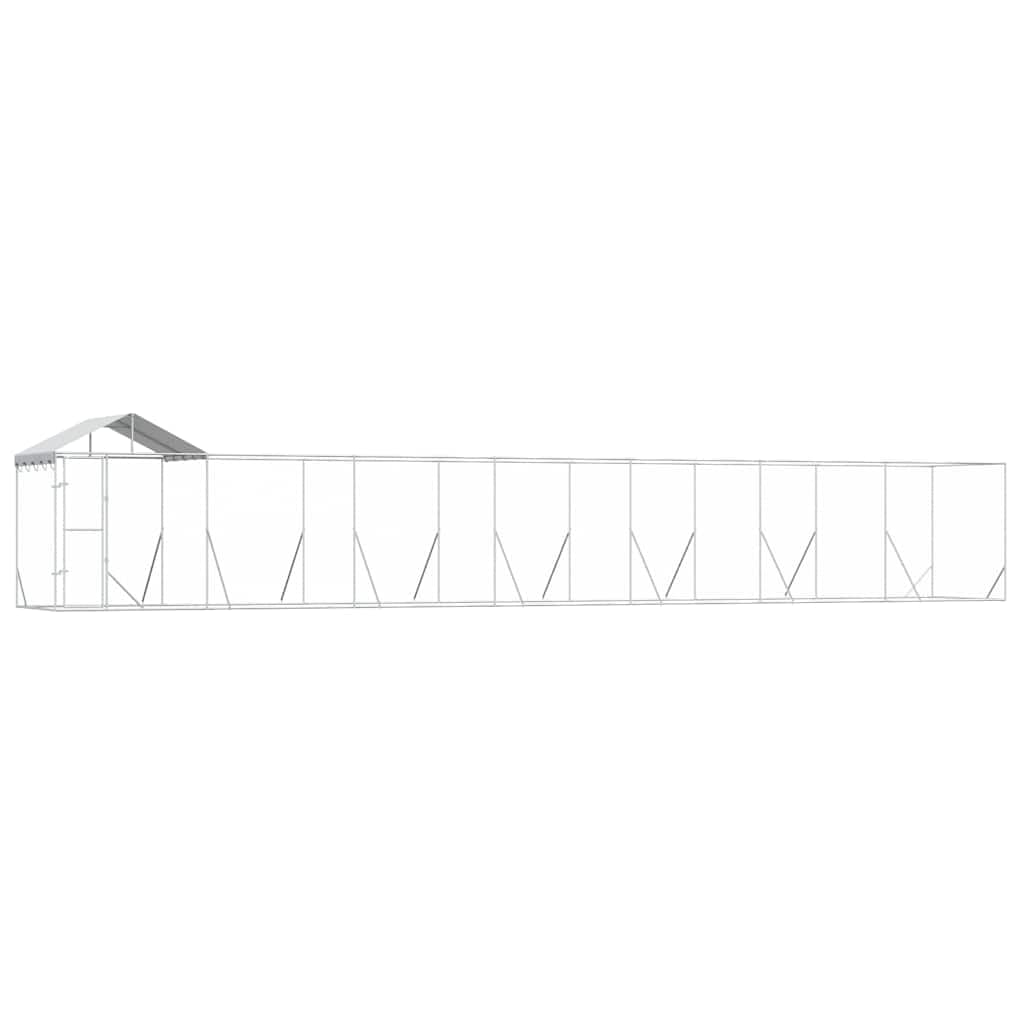 Cuccia Cani Esterno Tetto Argento 14x2x2,5 m Acciaio Zincato