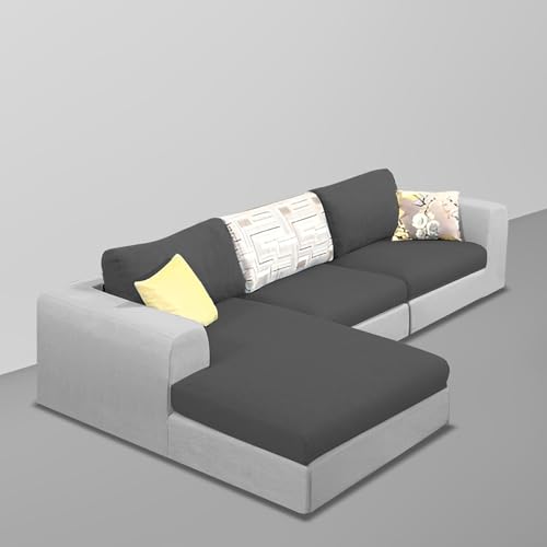 Image of Koza LHS 4 Seater L Shape Sofa Set for Living Room (Black Grey Fabric) Premium Fabric Sofa