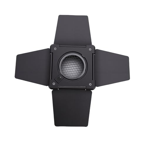 GOWENIC Four Leaf Barndoor with Honeycomb Grid Set and 5 Color Filters, Precise Light Control and Absorption Eliminate Stray Light, 60 Honeycomb Grid Strengthens Spotlighting