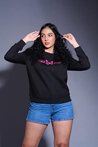 Image of Go Devil Stylish Trendy Regular Fit 100% Cotton Sweatshirt with Round /Crew Neck Full Sleeves, Casual Printed Winter Wear for Women /Girls