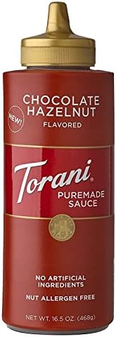 Torani Puremade Chocolate Hazelnut Squeeze Sauce, 16.5 Ounce Dark brown