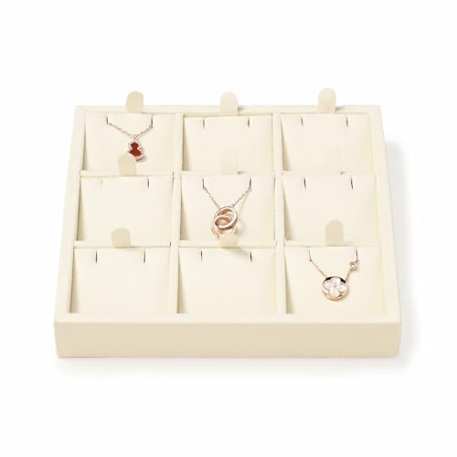 Oirlv Microfiber 9 Slots Jewelry Pendant Display Tray Jewelry Necklace Organizer Display Tray(Beige) by Oirlv - Used condition - US$16.04