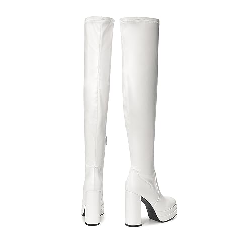 Image of DREAM PAIRS Women's Platform Over The Knee Thigh High Boots Chunky High Heels Square Toe Long Fall Y2K Gogo Boots