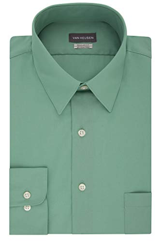 Van Heusen mens Regular Fit Poplin Solid Dress Shirt, Leaf, 17.5 Neck 32 -33 Sleeve X-Large US Van Heusen mens Regular Fit Poplin Solid Dress Shirt, Leaf, 17.5 Neck 32 -33 Sleeve X-Large US