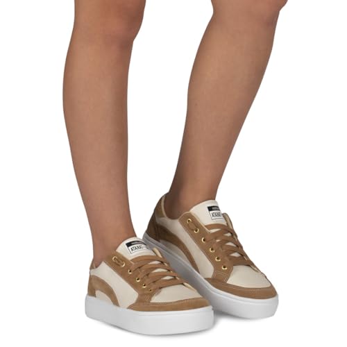 Tênis Feminino Casual Básico Sintético Off White e Bege A119 (Off White e Bege, BR, Adulto, Numérico