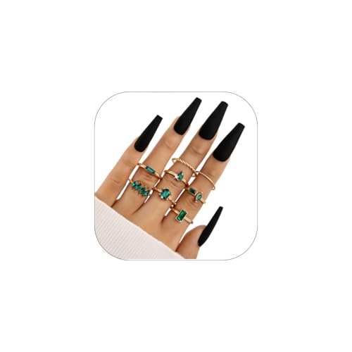 Boho Cubic Zirconia Stackable Rings for Women Dainty Crystal Knuckle Ring Set 8Pcs Vintage Gold Silver Statement Wedding Engagement Rings Pack