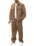 Oanviso Homme Ensemble 2 Pièce Veste Blousons à Manches Longues Cargo Pantalons Mode Survê...