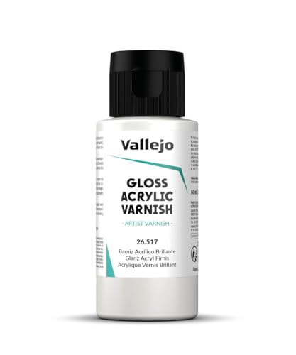 Vallejo - Permanent Acrylic Varnish | Glossy Finish 60 ml. (2.02 fl.oz.) | Extraordinary Hardness & Permanence | Scratch Resistant & Non-Yellowing | Outdoor and Indoor Surfaces