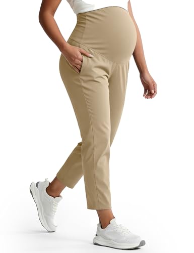 La Mejor Lista de Ropa premamá para Mujer disponible en línea para comprar. 44 Mama Land - Pantalón deportivo de maternidad para mujer, elástico sobre el vientre, con bolsillos, suave, para descansar, Duna Caqui, M