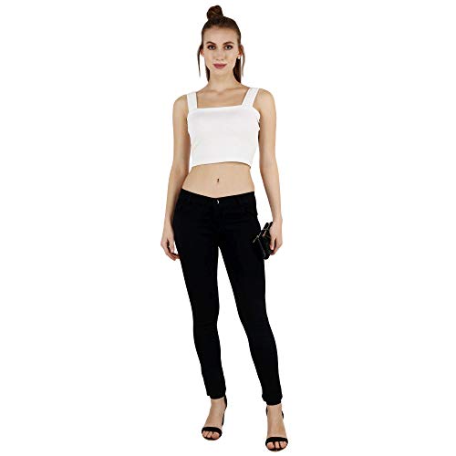 Image of POPWINGS Solid Casual Sleeveless Regular-Fit Crop Tops for Women with Front Chain| Crop Tops for Women Stylish Western Summer Wear