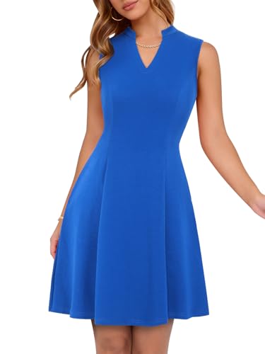 Image of YIOYOLA Womens Elegant Classy A-Line V Neck Mini Business Casual Work Dresses Party Cocktail Short Dress with Pockets