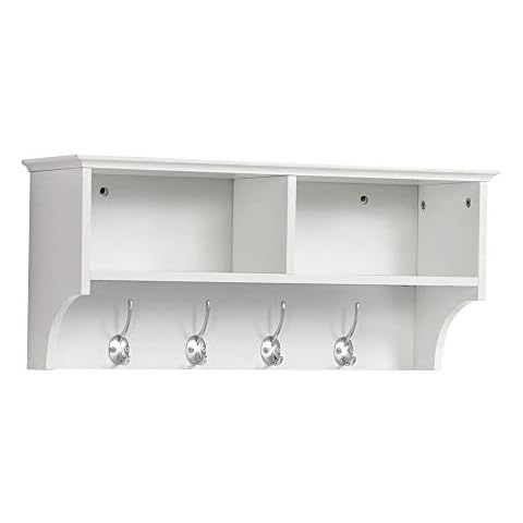 Yaheetech Wooden Wall Coat Hook with Shelves Cover