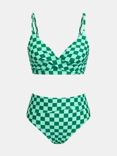 Image of CUPSHE Women's Bikini Sets High Waisted V Neck Twist Two Piece Swimsuit