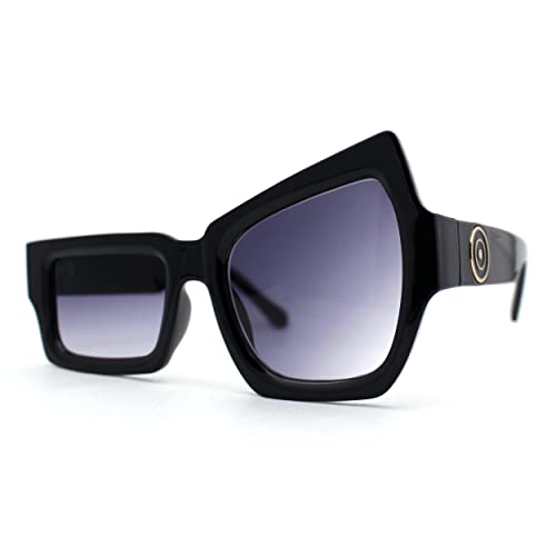 SA106 Womens Asymmetrical Raised Eyebrow Fun Diva Plastic Rectangle Sunglasses2