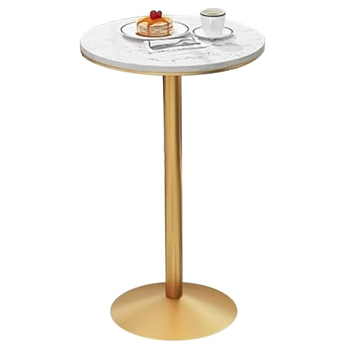 Mesa de cóctel Redonda con Tablero de losa de Roca Resistente a los arañazos Base de Metal Resistente Mesa de Bar Bistro para café en casa Fiestas al Aire Libre Uso en el Comedor