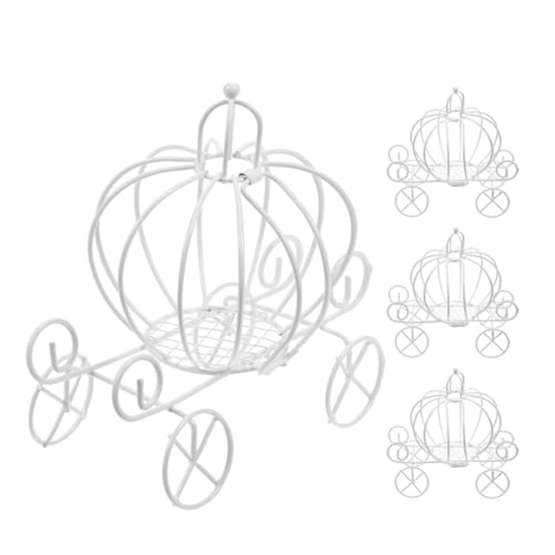 Parliky Lot de 4 Boîtes à Friandises Blanches en Fer Forme de Calèche de Princesse Élégante pour Décoration de Mariage et Fête D'anniversaire