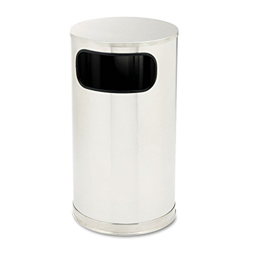 Image of Rubbermaid Commercial Products European Trash Can, 12 Gallon, Satin Stainless, FGSO16SSSGL