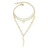 Bnwuam Layered Gold Star Pendant Necklace for Women, Celestial Jewelry Choker, Adjustable Dainty Star Necklace, Fashion Jewelry Gift for Her, Party, Beach, Daily Outfit Accessories (golden)