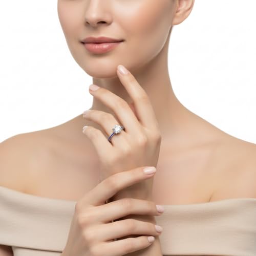 Image of Choose Your Gemstone Delicate Hidden Halo Diamond CZ Ring 925 Sterling Silver Round Shape Petite Engagement Rings Minimal Modern Design Birthday Gift Wedding Gift US Size 4 to 12