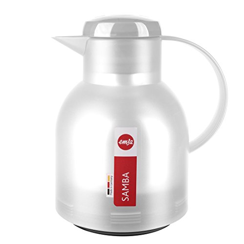 Emsa Samba, Quick Press, Vacuum Insulated Thermal Carafe, 34 oz, Translucent White
