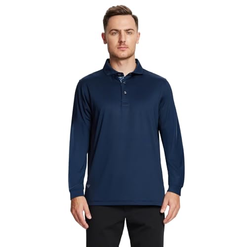 Image of Mens Polo Shirts Short and Long Sleeve Casual Solid Stylish Dry Fit Performance Designed Collared Golf Polo Shirts for Men