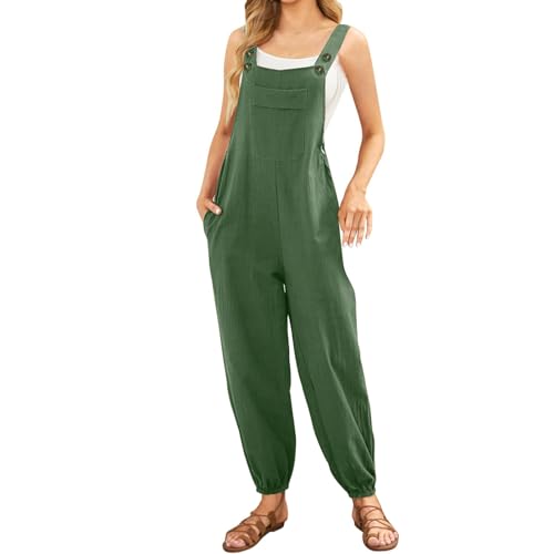 Peto Mujer Negro XXL - Traje de pantalón Mono Mujer Verano Elegante Deportivo Mono con Bolsillos Peto de Trabajo Sin Mangas Mono Cómodo Mono Monocolor Mono con Botones Playsuit, AG., L