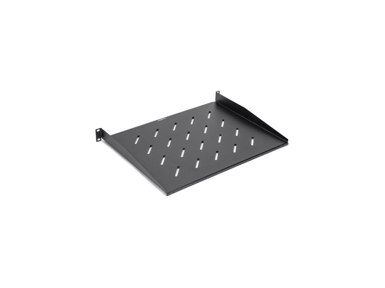Rocstor 1U Universal Vented Rack Mount Shelf - 13.78in 350MM Depth - Black - 1U Rack Height x 19 Rack Width - 44lb / 20kg Weight Capacity - Cold-rolled Steel [CRS] - RoHS - Black