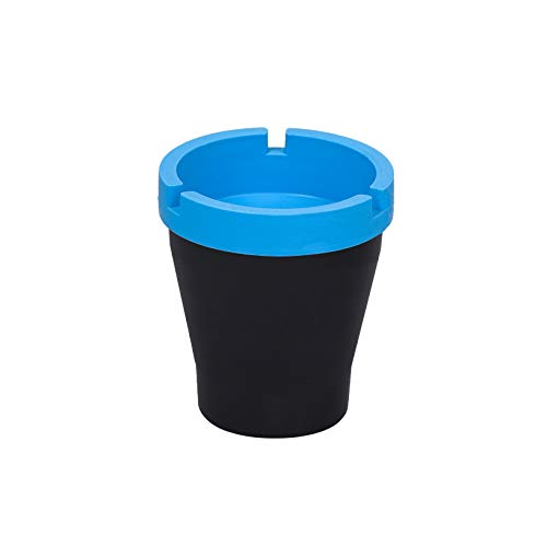 Puffizer Butt Bucket Ashtray (Round/Black, Blue) W: 3.54 x H: 3.93 x L: 3.54 inches