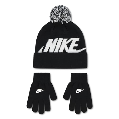 Image of Sportswear Pom Beanie and Glove Set, Black, 8 /20