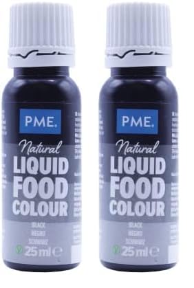 PME 100% Natural Food Colour Liquid - Black (25ml) (Pack of 2)