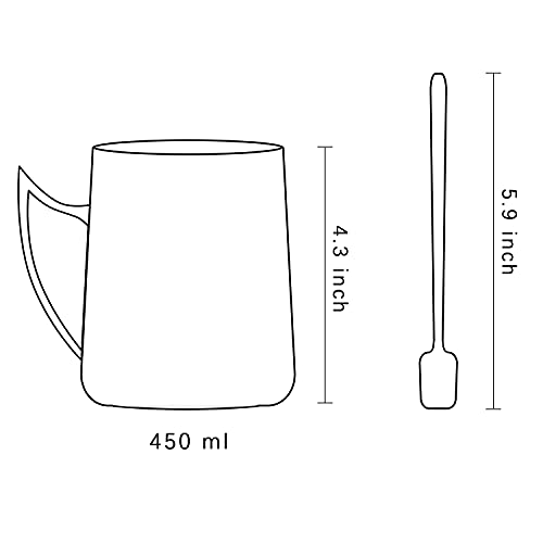Taza de cerámica mate con cuchara y tapa 450 ml miniatura 2
