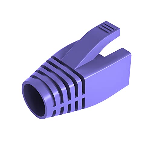 50 Pack Cat7/Cat8 RJ45 Strain Relief Boots - Purple Network Cable Connector Covers