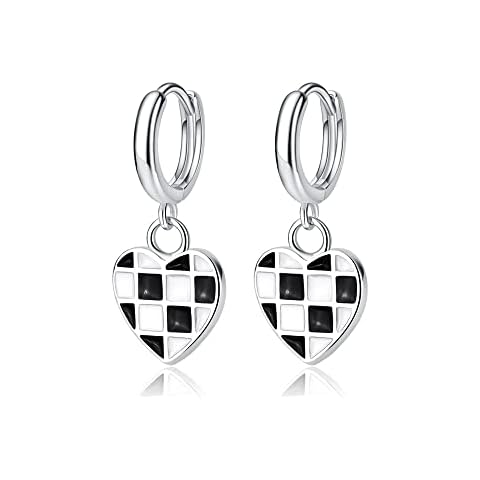 Heart Drop Earrings Football Earrings 925 Sterling Silver Huggie Hoop Earrings Heart Earrings Dangle Hypoallergenic Earrings for Sensitive Ears Cover