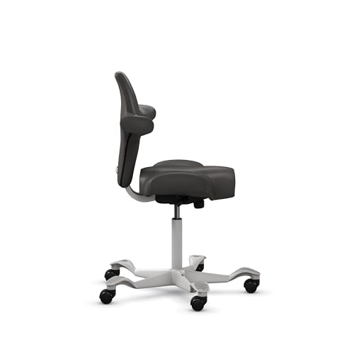 Image of HAG Capisco Sit to Stand Chair-Silver Frame-Upholstered Gray Ash Vinyl