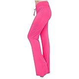 Pantalones de yoga con bolsillos para mujer, leggings con bolsillo, pantalones deportivos acampanados, elásticos, sueltos, casuales, para descansar, pequeños, regulares, altos, Rosa intenso-3, S