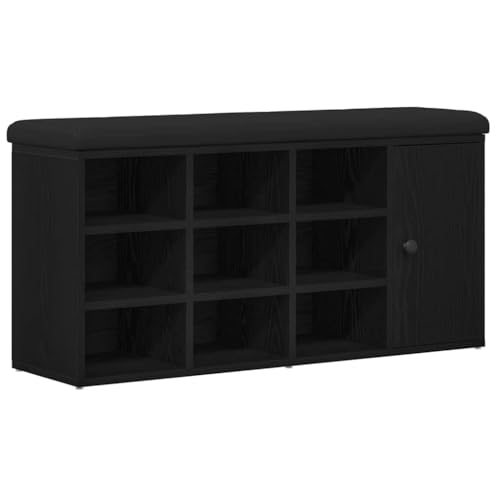 Meuble chaussures gain de place avec banc rembourré noir pour entrée ordonnée - 2