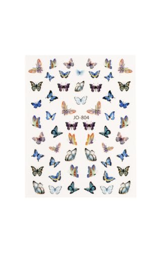 Nail Art Tırnak Süsleme Stickerı, Tırnak Dövmesi, Tırnak Tattoo, Mavi Kelebek