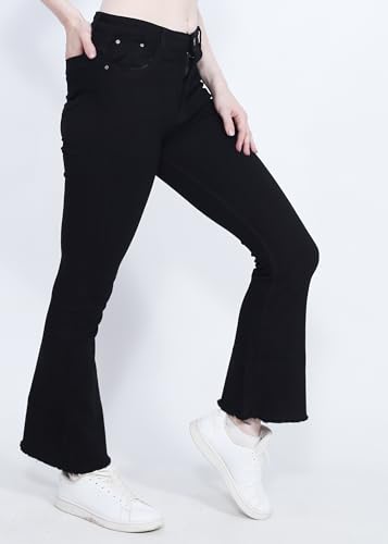 Image of High Waist Stylish Boot-Cut, Flared Wide-Leg Bell Bottom Jeans for Women and Girls - Enhance Your Everyday Style with Relaxed, Regular, and Rugged Casual wear.