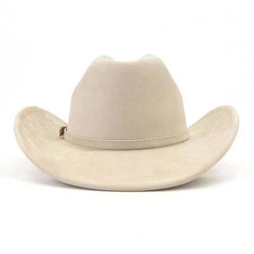 Image of Cowboy Hat Cowgirl Hat Men's & Women's Wide Brim Felt Fedora Hat with Buckle Belt Western Cowboy Hat for Women