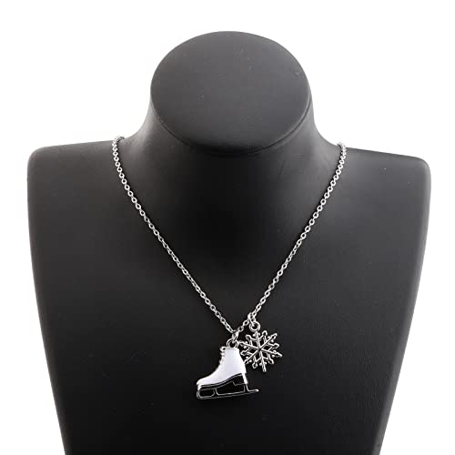 Skater Necklace Ice Skate Necklace White Enameled Figure Skating snowflake Pendant Team Sport Skater Jewelry for Skate Lovers - Thumbnail 5