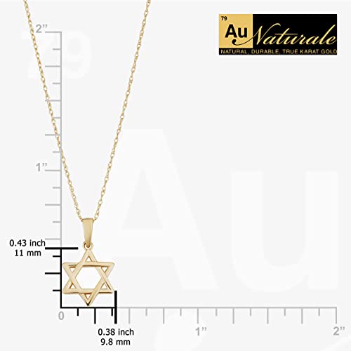 14k Yellow Gold Star of David Pendant Rope Chain Necklace (18 inch)4