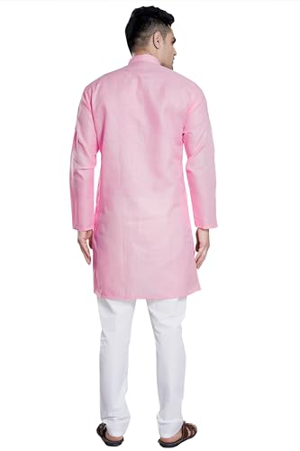 Image of DIVISIVE Men's Plain Cotton Blend Linen Slim Fit Kurta Pyjama Set
