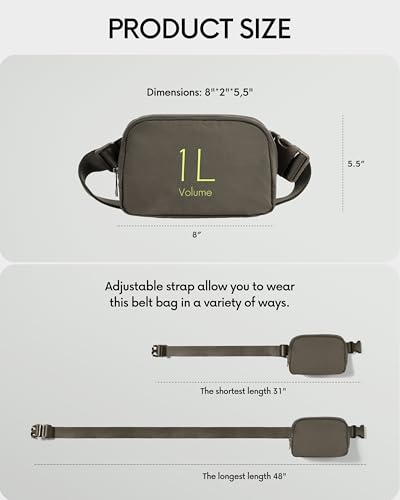 Image of ODODOS Unisex Mini Belt Bag with Adjustable Strap Small Fanny Pack for Workout Running Traveling Hiking, Turkish Coffee